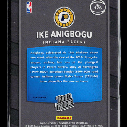 2018 Donruss Optic Ike Anigbogu #176 Blue Checkerboard