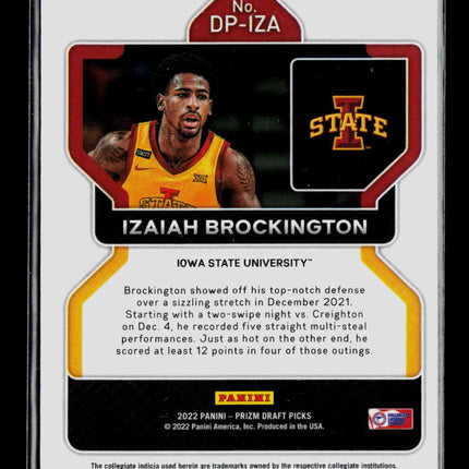 2022 Panini Prizm Draft Picks Izaiah Brockington #DP-IZA Auto