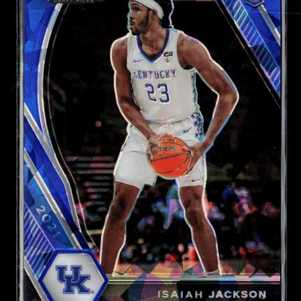 2021 Panini Prizm Draft Picks Isaiah Jackson #16 Blue Cracked Ice RC 77/99