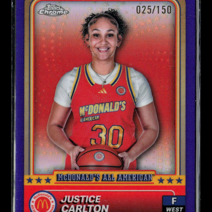 2024 Topps Chrome McDonald's All American Justice Carlton #65 Purple 025/150