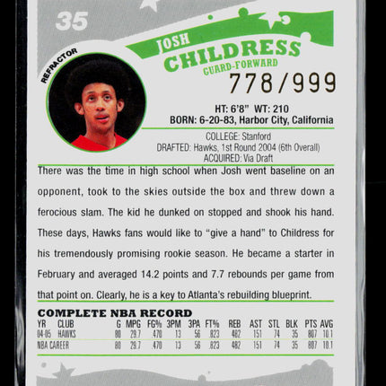 2006 Topps Chrome Josh Childress #35 Refractor 778/999