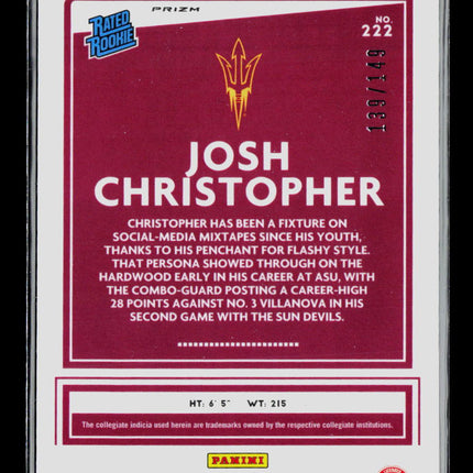 2021 Panini Donruss Optic Draft Picks Josh Christopher #222 Red 139/149