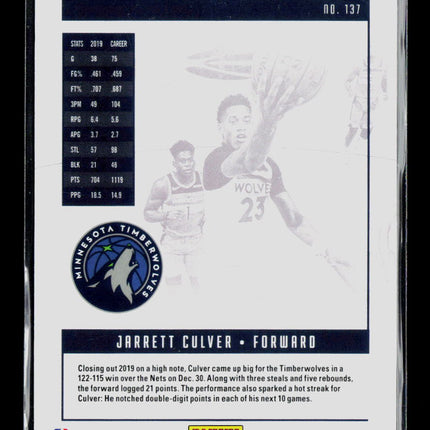 2020 Panini Chronicles Luminance Jarrett Culver #137 RC 58/99