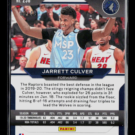 2021 Panini Prizm Jarrett Culver #238 Blue 03/49