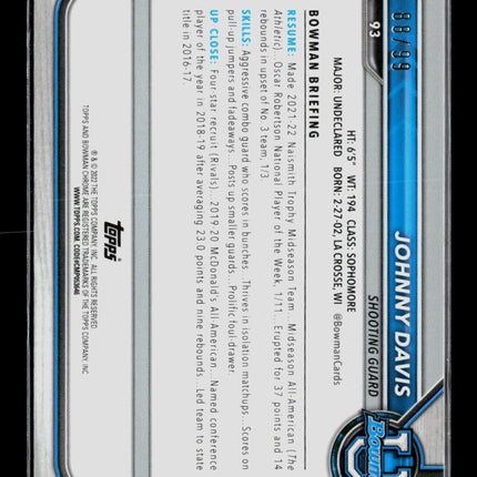 2021 Bowman University Johnny Davis #93 Green 88/99