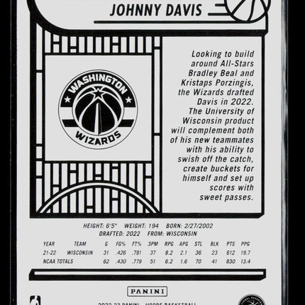 2022 Panini NBA Hoops Winter Johnny Davis #240 RC