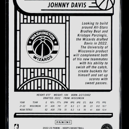 2022 Panini NBA Hoops Johnny Davis #240 RC