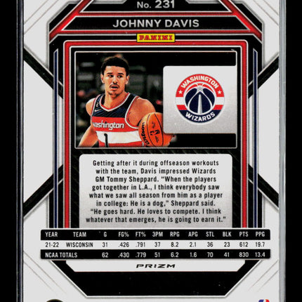 2023 Panini Prizm Johnny Davis #231 Red Wave RC
