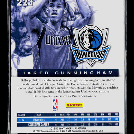 2012 Panini Contenders Jared Cunningham #223 Auto