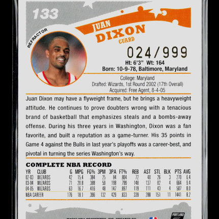 2006 Topps Chrome Juan Dixon #133 Refractor 024/999