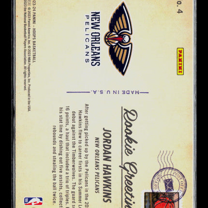 2023 Panini Hoops Rookie Greetings Jordan Hawkins #4 RC