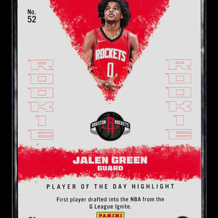 2022 Panini Player of the Day Basketball Jalen Green #52 RC