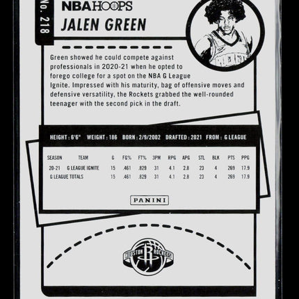 2021 Panini NBA Hoops Jalen Green #218 RC