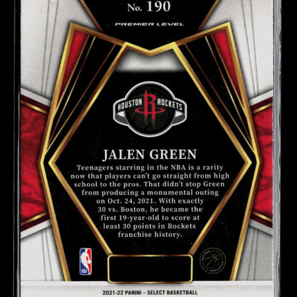 2022 Panini Select Jalen Green #190 RC
