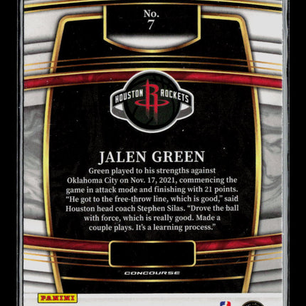 2022 Panini Select Jalen Green #7 RC