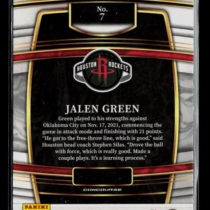 2022 Panini Select Jalen Green #7 RC