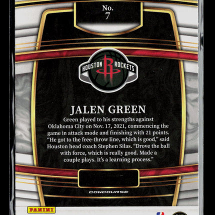 2022 Panini Select Jalen Green #7 Concourse RC