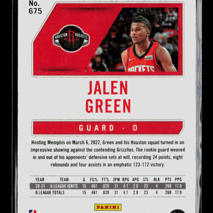 2022 Panini Chronicles Phoenix Jalen Green #675 RC