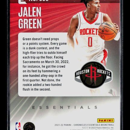 2022 Panini Chronicles Essentials Jalen Green #333 RC