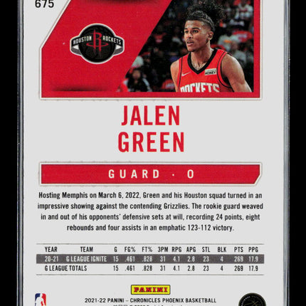 2022 Panini Chronicles Phoenix Jalen Green #675 RC