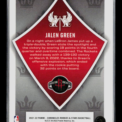 2022 Panini Chronicles Rookies & Stars Crusade Jalen Green #622 RC