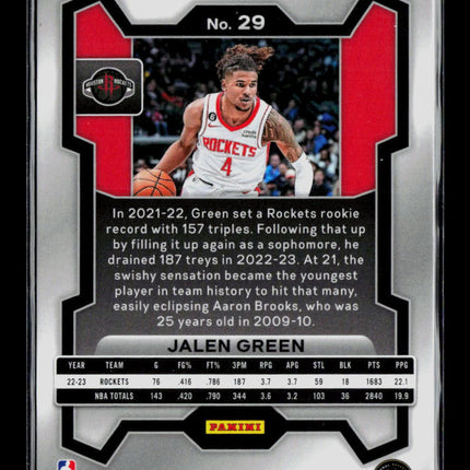 2023 Panini Prizm Jalen Green #29 Green