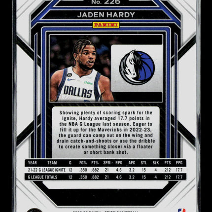 2023 Panini Prizm Jaden Hardy #226 RC