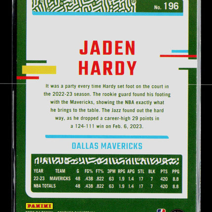 2023 Panini Donruss Jaden Hardy #196 Green Laser