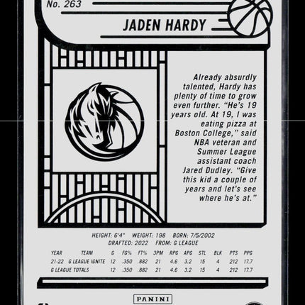 2022 Panini NBA Hoops Jaden Hardy #263 RC