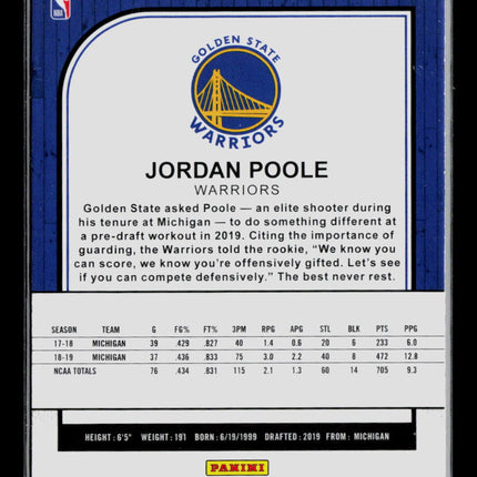 2020 Panini Hoops Premium Stock Jordan Poole #223 RC
