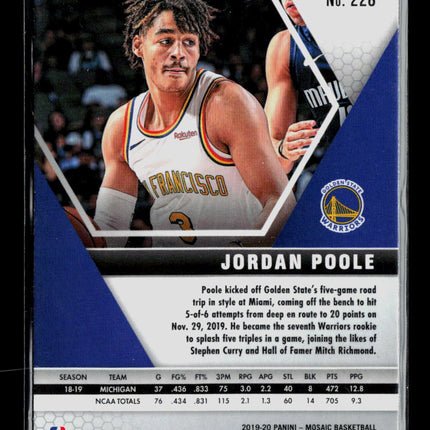 2020 Panini Mosaic Jordan Poole #228 RC