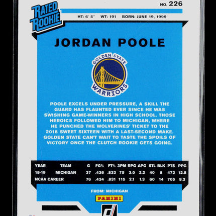 2019 Donruss Jordan Poole #226