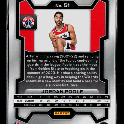 2023 Panini Prizm Jordan Poole #51 Pink Ice