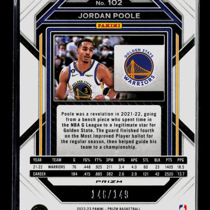 2023 Panini Prizm Jordan Poole #102 Purple ice /149
