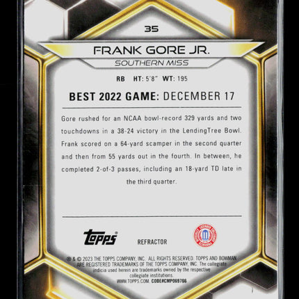 2023 Bowman's Best University Frank Gore Jr. #35 Refractor