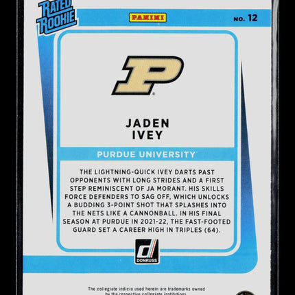 2022 Panini Chronicles Donruss Rated Rookies Draft Picks Jaden Ivey #12