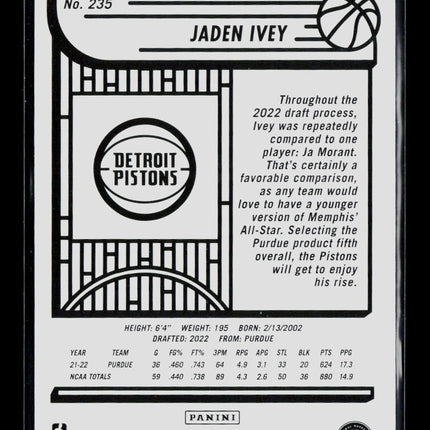 2022 Panini NBA Hoops Jaden Ivey #235 RC