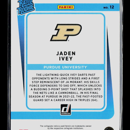 2022 Panini Chronicles Donruss Rated Rookies Draft Picks Jaden Ivey #12