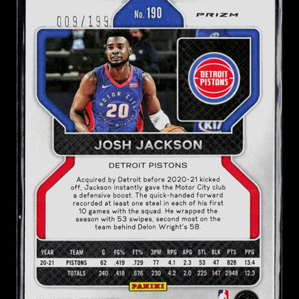 2021 Panini Prizm Josh Jackson #190 Blue 009/199