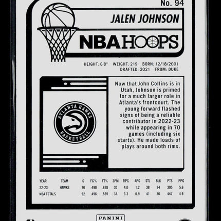 2023 Panini NBA Hoops Jalen Johnson #94 Blue