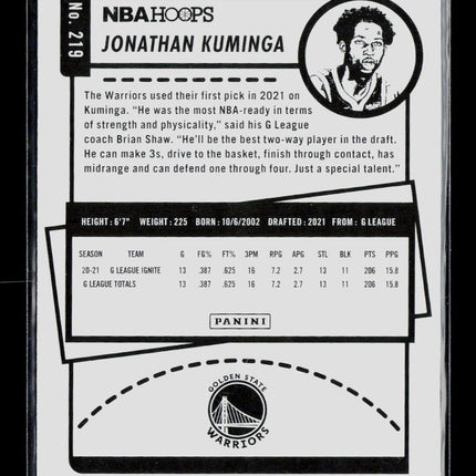 2021 Panini NBA Hoops Jonathan Kuminga #219 RC
