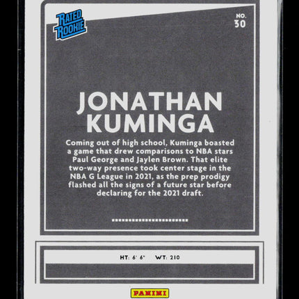 2021 Panini Chronicles Donruss Draft Picks Jonathan Kuminga #30