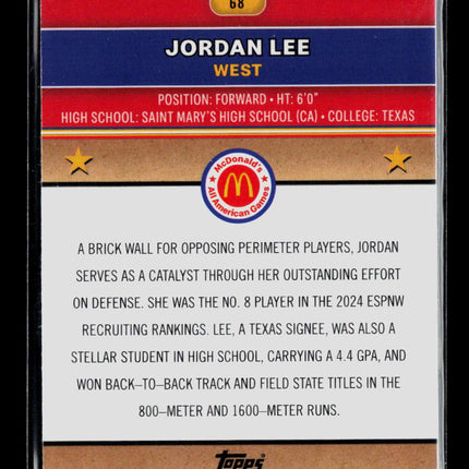 2024 Topps Chrome McDonald's All American Jordan Lee #68 Purple 117/150