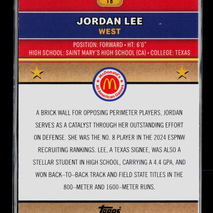 2024 Topps Chrome McDonald's All American Jordan Lee #18 Aqua Wave /199