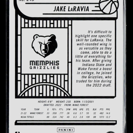 2022 Panini NBA Hoops Jake LaRavia #249 RC