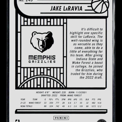2022 Panini NBA Hoops Jake LaRavia #249 RC