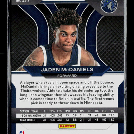 2021 Panini Prizm Jaden McDaniels #277 RC