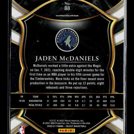 2021 Panini Select Jaden McDaniels #88