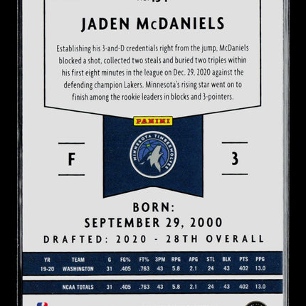 2021 Panini Chronicles Panini Jaden McDaniels #134 RC