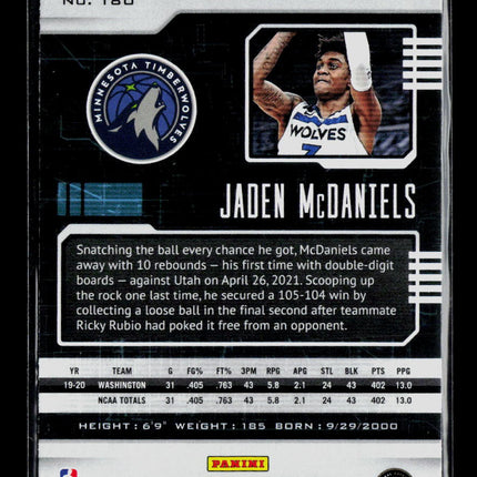 2021 Panini Chronicles Playbook Basketball Jaden McDaniels #180 RC